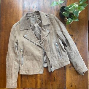 BLANK NYC Moto Jacket Tan Suede